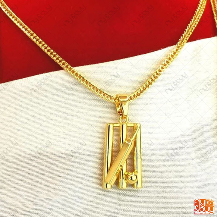 Gold Plated Guarantee V-Line Chain with Cricket Pendant 18 - 24 inch Trend Necklace Design - Free Gift Box - FB-MCP chain for men