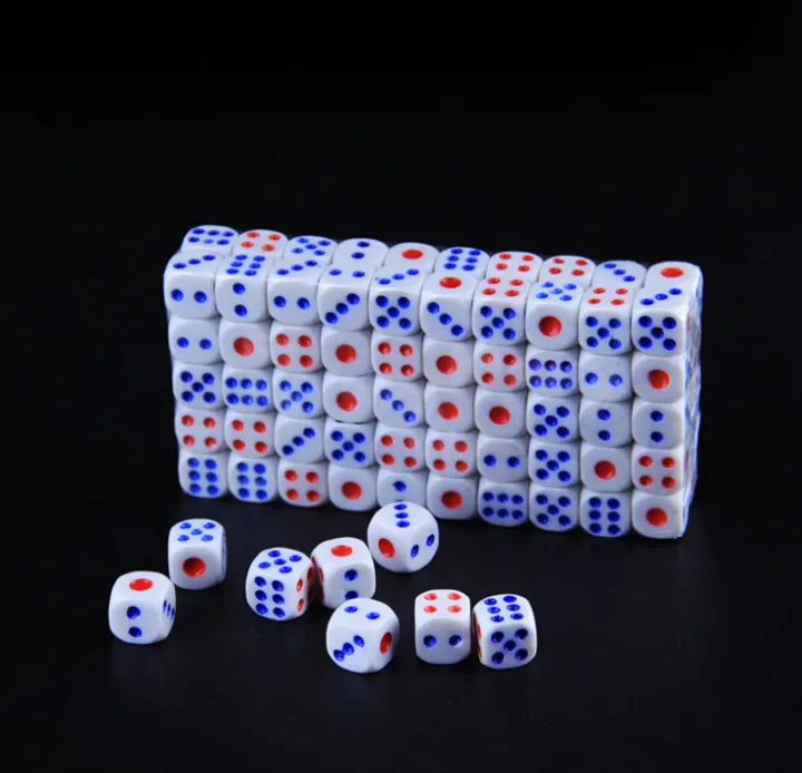 25pcs/lot%20Standard%20Plastic%2010mm/12mm/14mm%20Game%20White%20Decider%20Dice%20Die%20Rpg%20Toy%20Bauble%20B2c%20Shop%20Red%20And%20Blue%20Dots%20Dice%20Gyh%20-%20Image%204