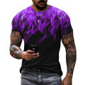 Colorful Flame Graphic 3D Printing Summer Men's Short Sleeved T-shirt O-neck Street Fashion Oversized Casual Top. 