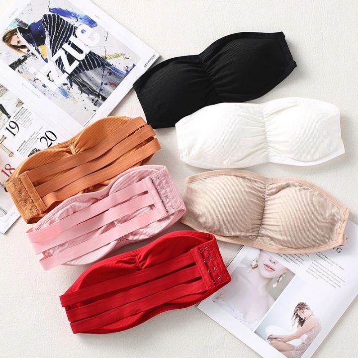 Women s Strapless Bralet Bra Bandeau Crop Top Padded Bra Seamless Bras Top Push Up Invisible Bra Daraz.lk