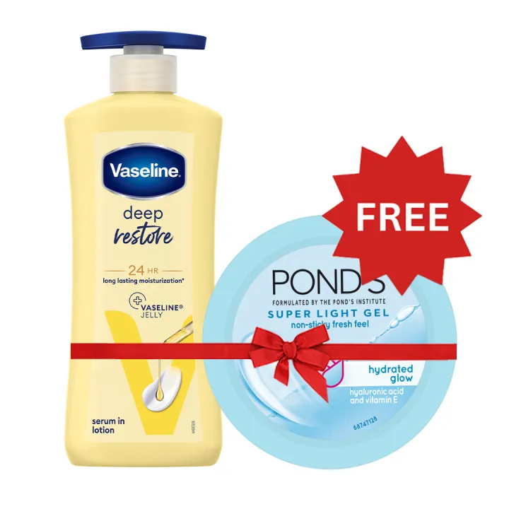 Vaseline Bundle offer (Vaseline Deep Restore Body Lotion, 400ml + Free Pond's Super light get 25g)