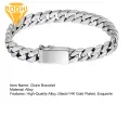 Durable Stainless Steel Bracelet Stylish Stainless Steel Cuban Link Bracelet for Men in Black/gold Perfect Gift for Friends High Quality Alloy Jewelry Rust-resistant Bracelet. 