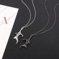 【IKE】Gothic Devil Wing Couple Necklace for Women Men Dragon Wing Love Heart Pendant Necklace Friendship Necklaces Family Jewelry. 