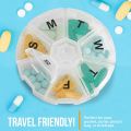 Weekly Pill Organizer - 7 Day Pills Container, Round Medicine Organizer Box, Daily Week Pill Reminder Case Travel Friendly, BPA-Free Vitamin, Supplement, Fish Oil, Medication Planner by ZinZen. 