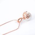 Wedding Jewelry Set Bride Rose Gold Crystal Pendant Necklace Earrings. 
