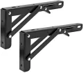 2Pcs 8-14 Inch Folding Shelf Brackets Wall-mounted Heavy Stainless Steel Folding Table Shelves Bracket Work Space Saving Bracket, 2 x Campervan Folding Clip Table Shelf Motorhome Caravan Black Finish Stainless Steel Mini Folding Table Car Accessories. 