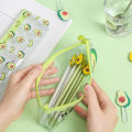 Cute Avocado Pencil Case Clear PVC Zipper Pen Bag Pouch School Stationery Supply. 