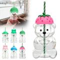 Cute 2025 Bear Glass Cup Transparent Large Capacity Teddy Bear Glass Cup with Lid Glass Cup with Straw Parties. 