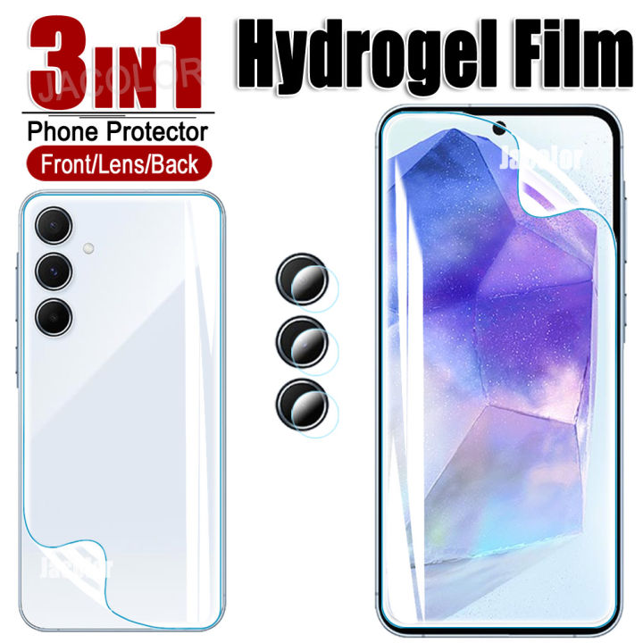 3 IN 1 Hydrogel Film For Samsung Galaxy A55 A35 A25 A15 5G A05 A05S Screen Protector+Back Cover Gel Film+Cam Glass Samsumg A 55
