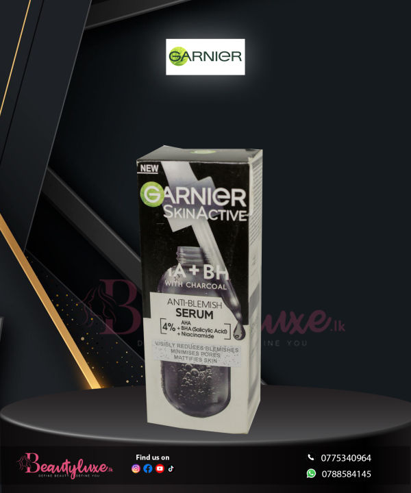Garnier Pure Active AHA + BHA Charcoal Anti-Blemish Serum 30ml