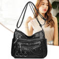 6 Colors Washed Soft Leather Ladies Crossbody Bag  And Flat Texture Pu Leather Spring Crossbody Bags Mom'S Shoulder Bag for Ipad Sunglasses Rechargeable   Wallet Cosmetics. 
