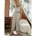 Yfashion Women Loose Jumpsuits Sleeveless High Waist Halter Neck Wide Leg Pants Suits Romper Summer One-piece Outfit. 