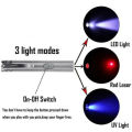 【ALLGOOD】3 in 1 USB Rechargeable Red Dot Laser Light Super Laser Pointer Pen Cat Pet Toy Red UV Flashlight. 