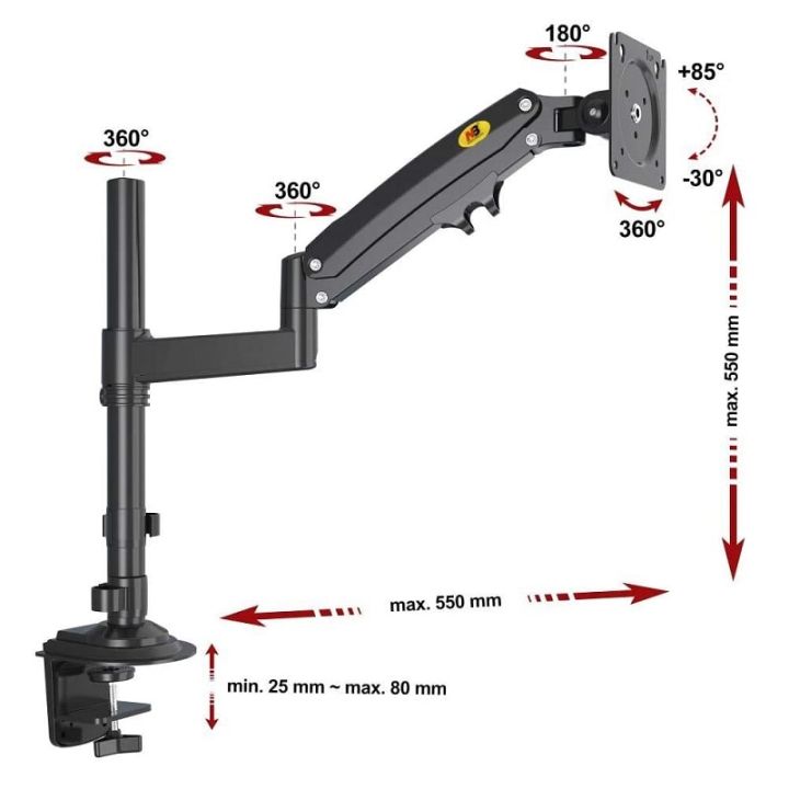 NB%20H100%2017-30"%20Single%20Monitor%20Arm%20Mount%20Bracket%20Heavy-Duty%20Full%20Motion%20Arm%20Load%20Gas%20Spring%20Table%20Mount%202-9%20kg%20-%20Image%204