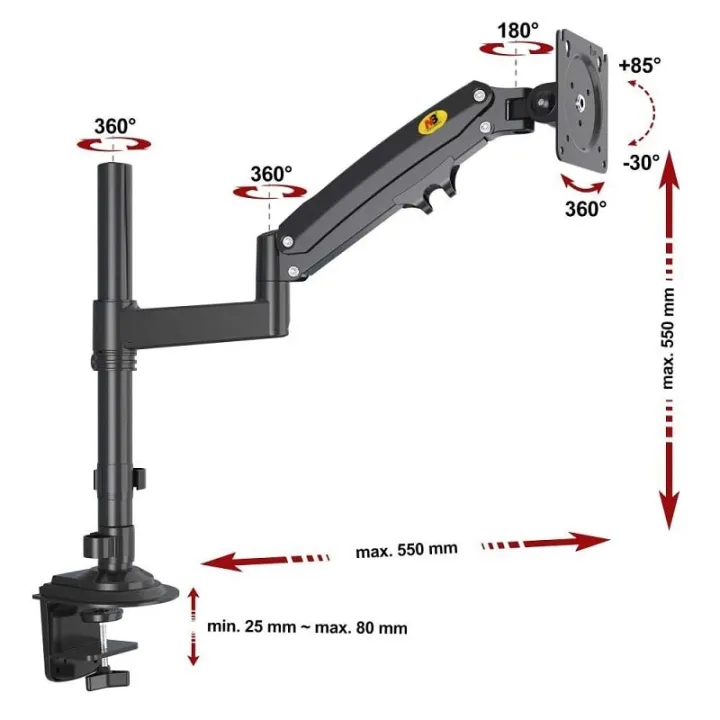 NB%20H100%2017-30"%20Single%20Monitor%20Arm%20Mount%20Bracket%20Heavy-Duty%20Full%20Motion%20Arm%20Load%20Gas%20Spring%20Table%20Mount%202-9%20kg%20-%20Image%204