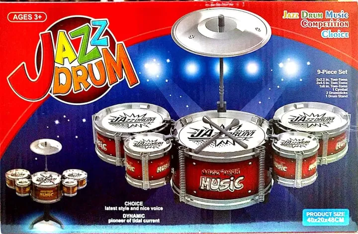 Jazz Drum Set Having 5 Tom Tom Drums, Music Toy Instrument for Kids - can be an Attractive and Excellent Gift