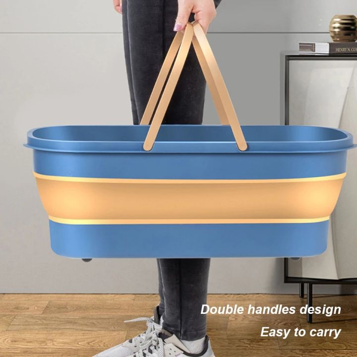 Portable Folding Mop Bucket, Collapsible Rectangular Handy Basket/Bucket, Multi-Purpose Rectangular Basket for Cleaning Mop, Foldable Buckets with Handles for Household Cleaning Use