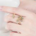 【IKE】Korean Butterfly Opening Ring for Ladies  Flower Finger Ring 3 Colors AAA Austria Wedding Jewelry. 