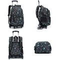 【Selangor Ready Stock】Ivyh 6 Wheels Trolley Backpack Nylon Fabric Outdoor Travel Large Bag for Men, Boys, Black Series Casual School Bags. 