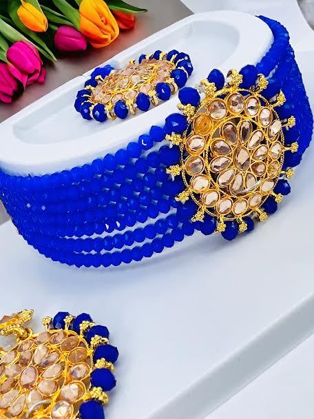 Adorable%20Gold-Plated%20ultra%20blue%20color%20crystal%20Pearl%20Choker%20Necklace%20Set%20for%20Women%20and%20girl%20with%20free%20box.%20-%20Image%202