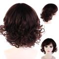 【Free shipping】 Thick Daily Smooth Heat Resistant Fiber False Female Hair Extension Invisible Natural Syhthetic Wig Women Bob Hair Ladies Curly Wigs Short Brown Wavy Wig. 