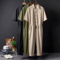 National Fashion Hip Hop Cropped Jumpsuit Men Summer Clothing Japanese-Style Retro Coveralls Couple Loose Leisure Suit. 