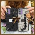 silicone Cartoon Phone Case For Nokia G42 5G Waterproof Bear bracelet cute Black pearl pendant Dirt-resistant Simplicity. 