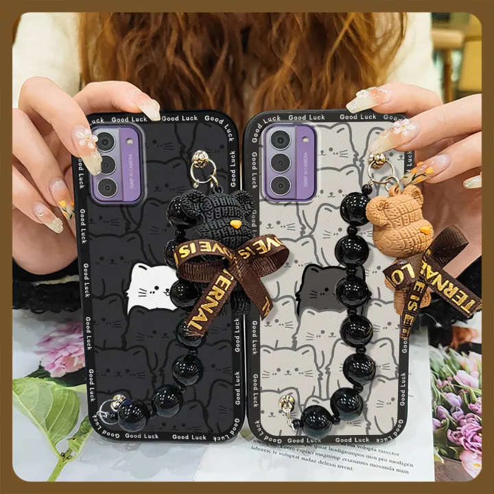 silicone%20Cartoon%20Phone%20Case%20For%20Nokia%20G42%205G%20Waterproof%20Bear%20bracelet%20cute%20Black%20pearl%20pendant%20Dirt-resistant%20Simplicity%20-%20Image%204