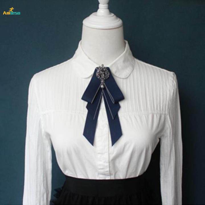 Bow Tie for Women Necktie with Long Ribbon Formal Adjustable Length Girls Brooch Pin Bowties for Party Suit Wedding Shirt Graduation