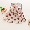 Tomato Print Infant Hooded Jacket Spring And Autumn New Girls' Baby Long Sleeve Zipper Coat Versatile Girl Children'S Clothing Suitable For 0-3 Years Old. 