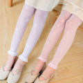 Yfashion ldren Summer Breathable Thin Pantyhose Girls Solid Color Rabbit Lace Stockings Baby Anti-mosquito Socks color. 