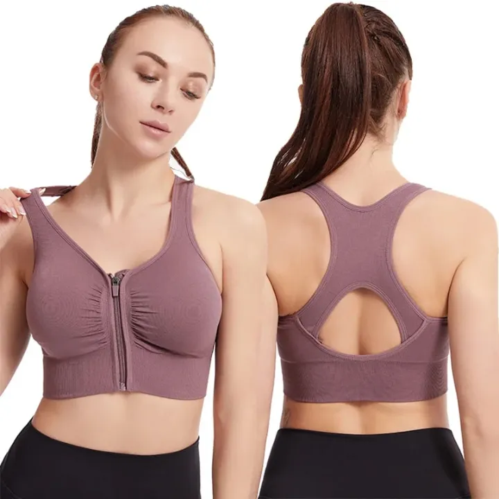 Women%20Zip%20Front%20Sports%20Bras%20Push%20Up%20Yoga%20Underwear%20Vest%20Wireless%20Post-Surgery%20Bra%20Active%20Yoga%20Gym%20Workout%20Top%20Plus%20Size%20-%20Image%203