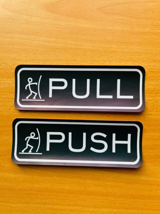 Pull Here Sticker Pull Push Door Stickers For Store Sliding Logo Shopping Mall Sign Shop ...