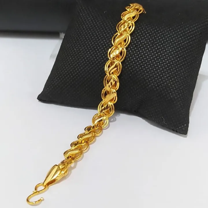 Gold Leaves Link Bracelet Long Lesting Guaranteed Plated Long Gold Plated Luxury Stainless Steel Bangle Bracelets Jewelry Lightweight Link Cuban Albert warranty sunny Style Men & Women Unisex Fashion Party FREE GIFT BOX RG-C