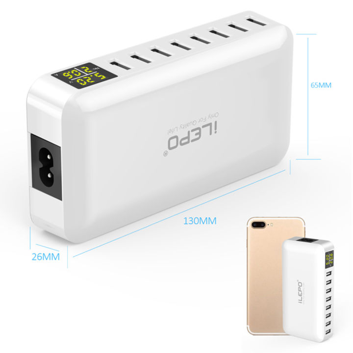 KOGEEK%208%20Ports%20Smart%20USB%20Charger%2050W%208A%20Multi%20Port%20USB%20Hub%20with%20LCD%20Display%20Fast%20Charging%20Wall%20Charger%20Power%20Adapter%20with%204ft%20Long%20Power%20Cord%20-%20Image%206