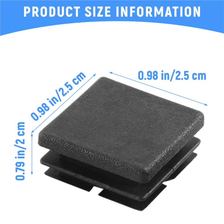 Square%20Table%20Chair%20Leg%20Tube%20Pipe%20Feet%20Insert%20Cap%2025mmx25mm%2020pcs%20Black%20-%20Image%204