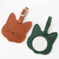 Cat Luggage Tags Double Layer Belt Suitcase ID Address Label Holder Baggage Name Cartoon PU Tag Portable Label Travel Accessory. 