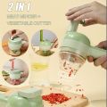 4 in 1 Portable Electric Vegetable Cutter Set,Gatling Vegetable Chopper Mini Wireless Food Processor,Garlic Chili Onion Celery Ginger Meat Garlic Chopper with Brush. 