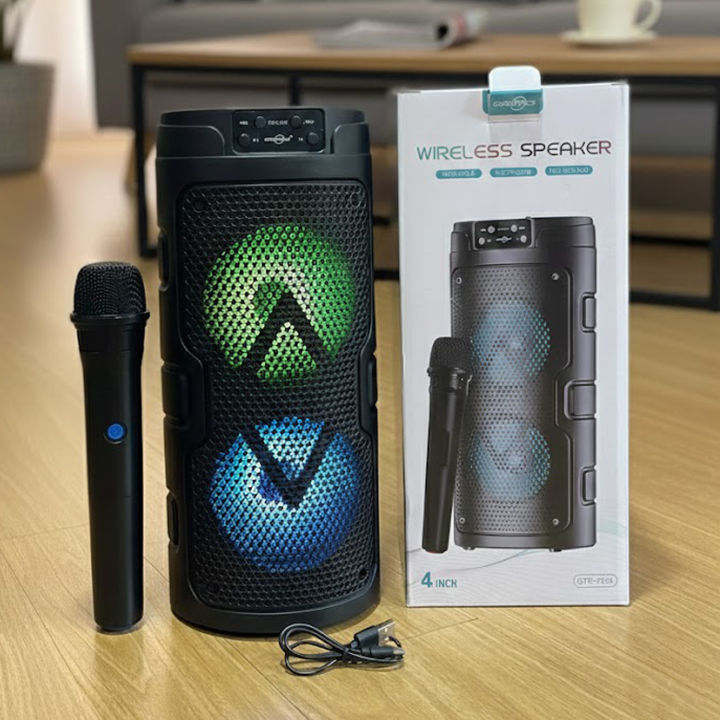 GTS-2129 Portable Wireless Bluetooth Speaker with LED Light RGB with FM Mic, FM, AUX, USB, SD Card Karaoke Speaker Buffel Subwoofer Music Player Party Box