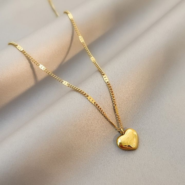 Enacolor%20New%20Gold%20Metal%20Love%20Heart%20Pendant%20Necklace%20for%20women%20Girls%20%20Fashion%20Necklaces%20Chain%20Accessories%20Jewelry%20Party%20-%20Image%202