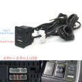Car Dash Flush Mount 4 6pin Dual Type-C Usb Port Switch Panel 3.5mm Aux Rca Interface Cable Adapter Multimedia Unit. 