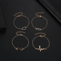 4PCS/Set Creative Set Handicraft Simple Love Bracelet Women's Fashion Bracelet Jewelry for Girls. 