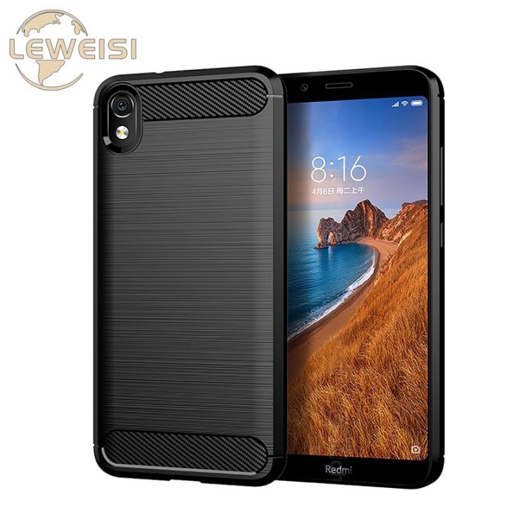 Leweisi Carbon Fiber Bumper Phone Case For Xiaomi Redmi 7A Back Cover Coque Shockproof Protective