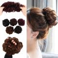 Women Natural Rubber Band Hairpieces Drawstring Fake Hair Curly Chignon Synthetic hair Messy Hair Donut Bun Elastic Band. 