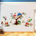 Tree House cartoon animals tree bridge baby children bedroom room wall decoration wall stickers removable kids nursery decal sticker. 
