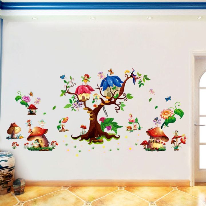 Tree%20House%20cartoon%20animals%20tree%20bridge%20baby%20children%20bedroom%20room%20wall%20decoration%20wall%20stickers%20removable%20kids%20nursery%20decal%20sticker%20-%20Image%204