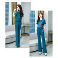 Yfashion 2 Pcs Women Outfits Round Collar Short Sleeve T-shirt Flared Pants Fashion Casual Sports Sweater Suit color. 