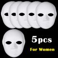 1/5pcs DIY Full Face White Masks Halloween Costumes DIY Blank Paper Painting Mask Dance Ghost Cosplay Masque Party Mask Men Wmen. 