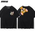 Men's Short Sleeve Cartoon Anime Shirt Tom 100% Cotton Couple Streetwear JerryTTomJerry Fashion Summer Casual. 