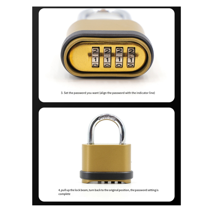 2PCS 4-Digit Combination Zinc Alloy with Password Waterproof,Rust-Proof ...
